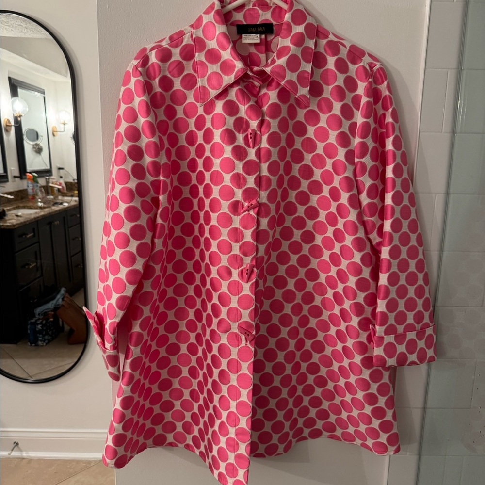 Bold Pink and White Polka Dot Vintage Coat